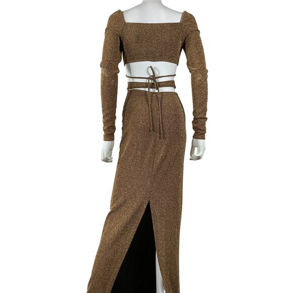 Michael Costello x Revolve 'Nyura' Gold Nylon Gown Size S - Picture 3 of 4